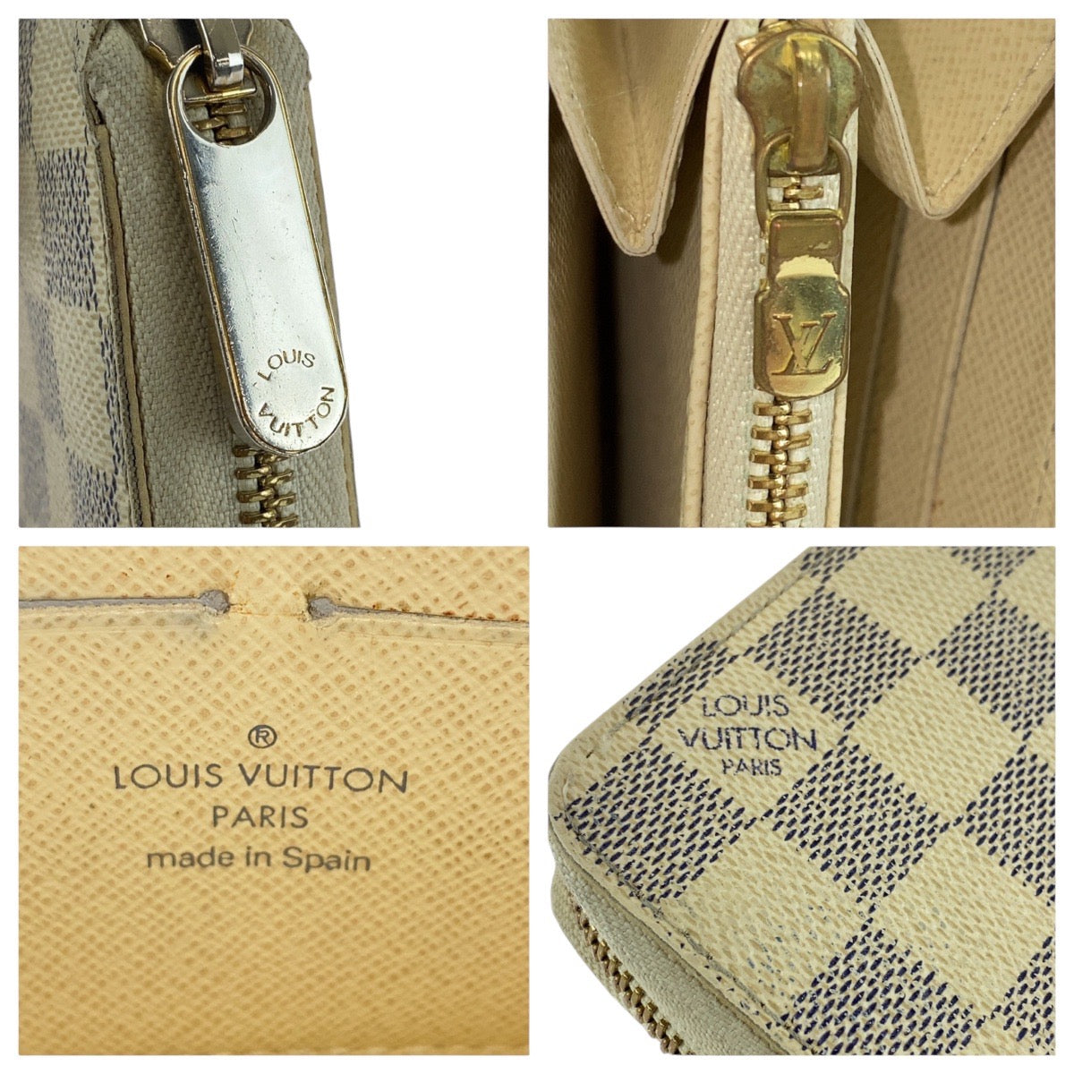 13965
LOUIS VUITTON ルイヴィトン ダミエ アズール ジッピーウォレット アイボリー シルバー金具 PVC N60019 長財布 ロングウォレット  レディース