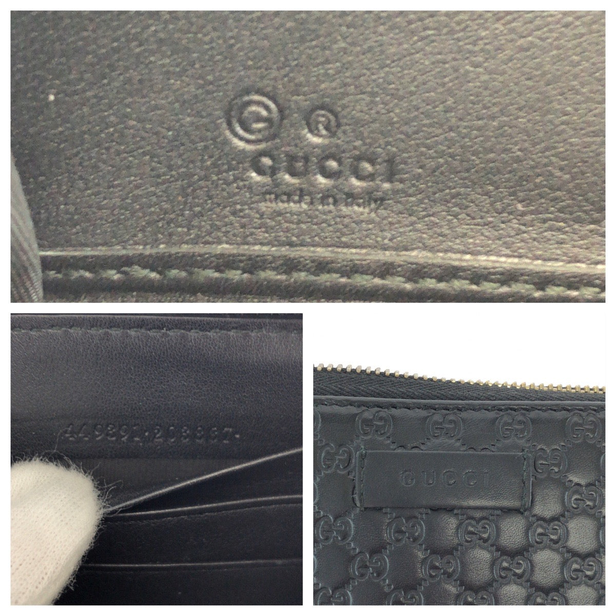 14481
GUCCI グッチ マイクログッチ ブラック 黒 シルバー金具 レザー 449891 長財布 ラウンドファスナー  メンズ