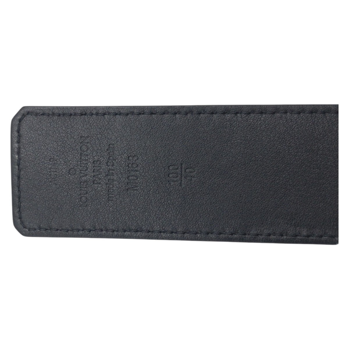 LOUIS VUITTON ルイヴィトン サンチュールイニシャル LVモザイク ブラック 黒 シルバー金具 レザー M0163 ベルト バックル  メンズ