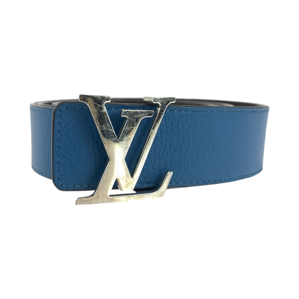 17973
LOUIS VUITTON ルイヴィトン サンチュール イニシアル 100cm/40inc ブルー ブラウン シルバー金具 レザー M9153 ベルト リバーシブル  メンズ AB38
