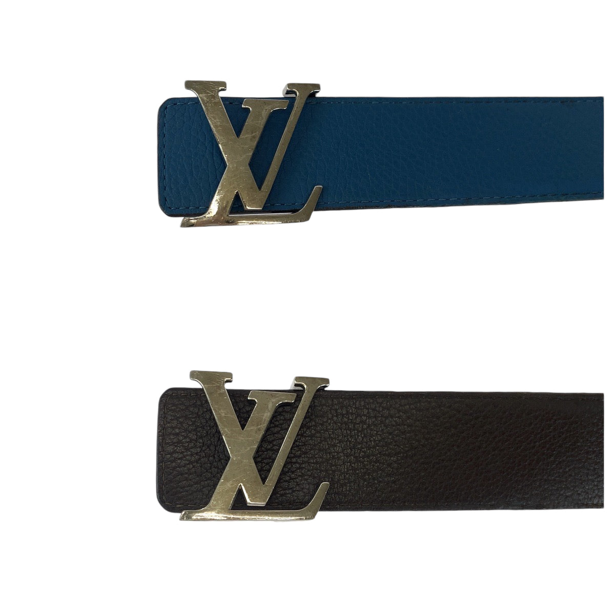17973
LOUIS VUITTON ルイヴィトン サンチュール イニシアル 100cm/40inc ブルー ブラウン シルバー金具 レザー M9153 ベルト リバーシブル  メンズ AB38