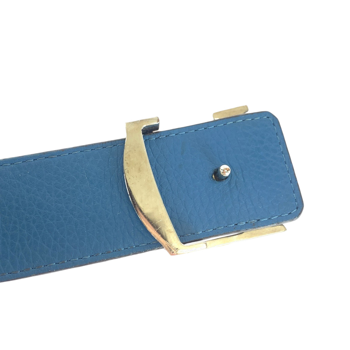 17973
LOUIS VUITTON ルイヴィトン サンチュール イニシアル 100cm/40inc ブルー ブラウン シルバー金具 レザー M9153 ベルト リバーシブル  メンズ AB38