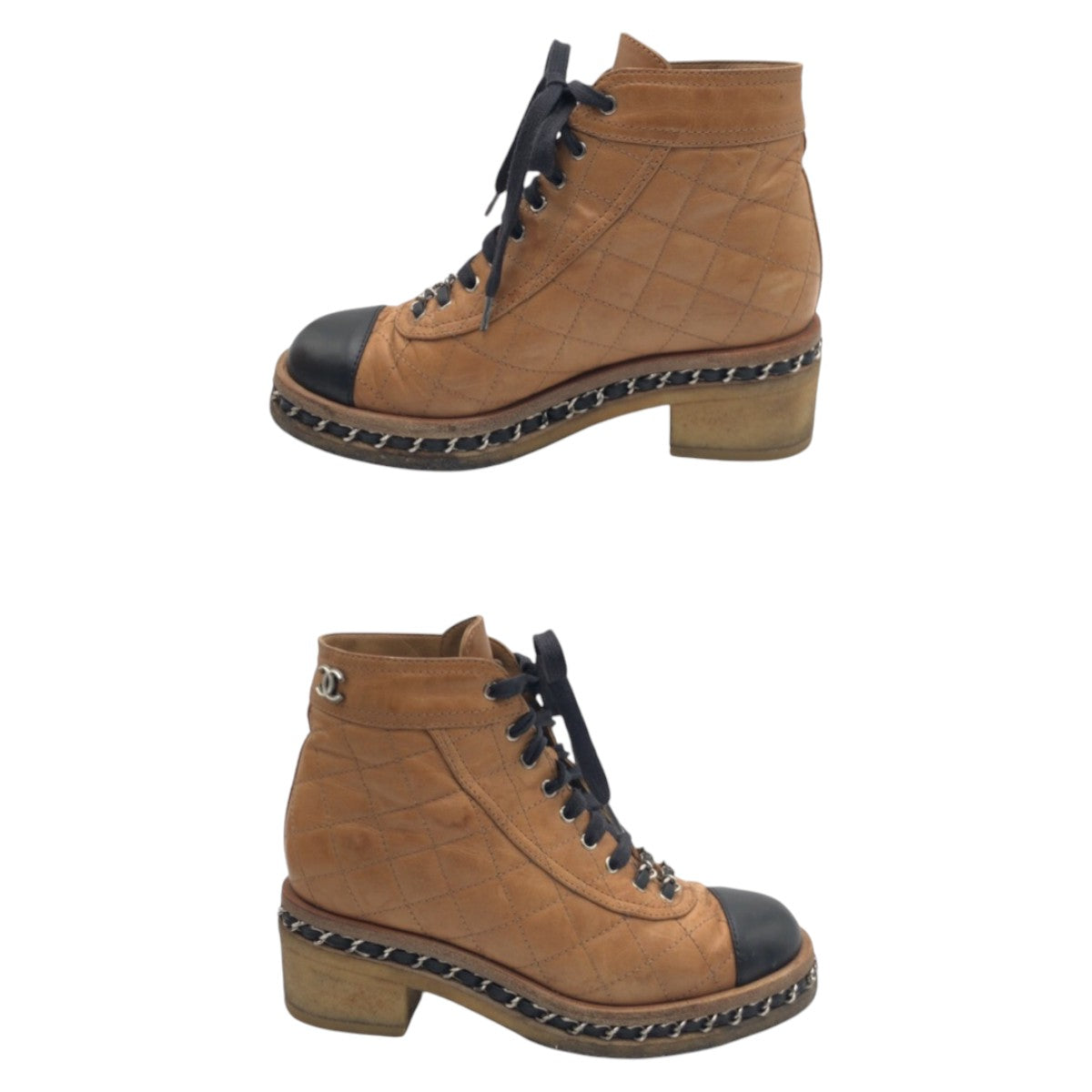 CHANEL シャネル マトラッセ ココマーク ブラウン レザー ブーツ  レディース