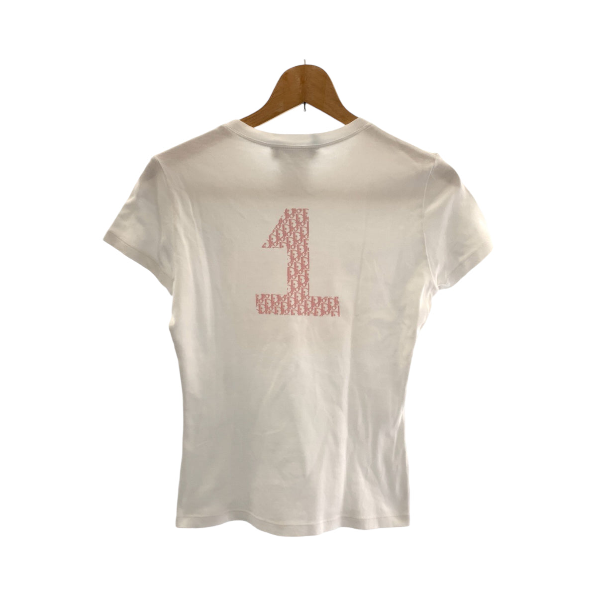 13975
Dior ディオール トロッター ホワイト ピンク コットン 半袖Tシャツ クルーネック  レディース