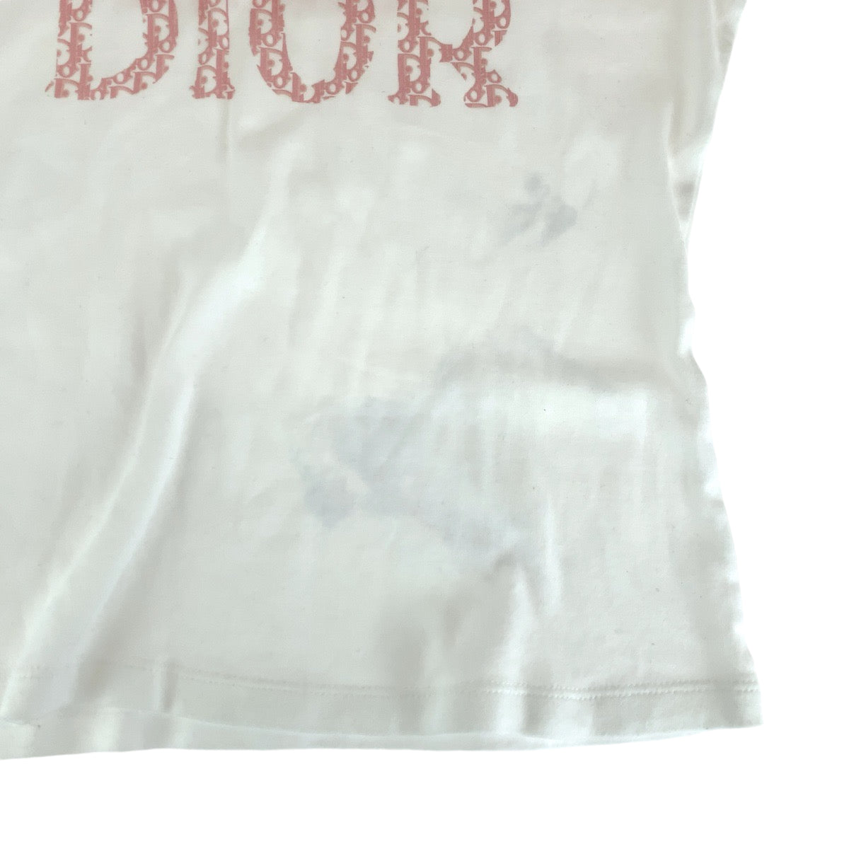 13975
Dior ディオール トロッター ホワイト ピンク コットン 半袖Tシャツ クルーネック  レディース