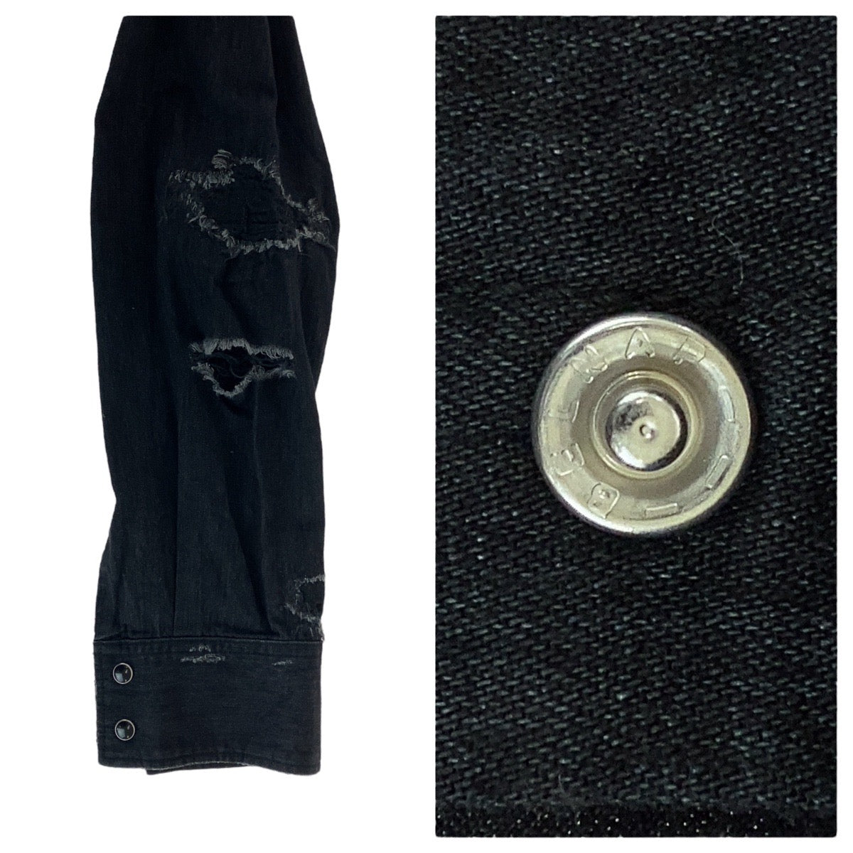 13976
SAINT LAURENT PARIS サンローランパリ ダメージ加工 サイズS ブラック 黒 コットンデニム DP66  417374  Y885L  1084 長袖シャツ  メンズ