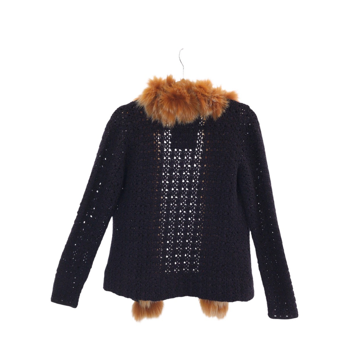 13977
FENDI フェンディ パープル オレンジ カシミヤ カーディガン ファー  レディース
