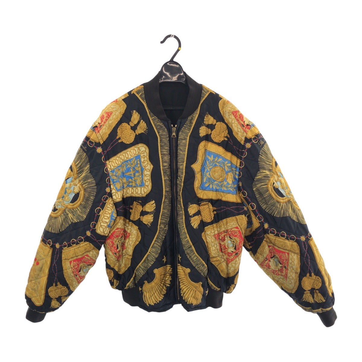 HERMES エルメス Poste et Cavalerie サイズ50 ネイビー マルチカラー シルク / ポリエステル ブルゾン リバーシブル 総柄  メンズ