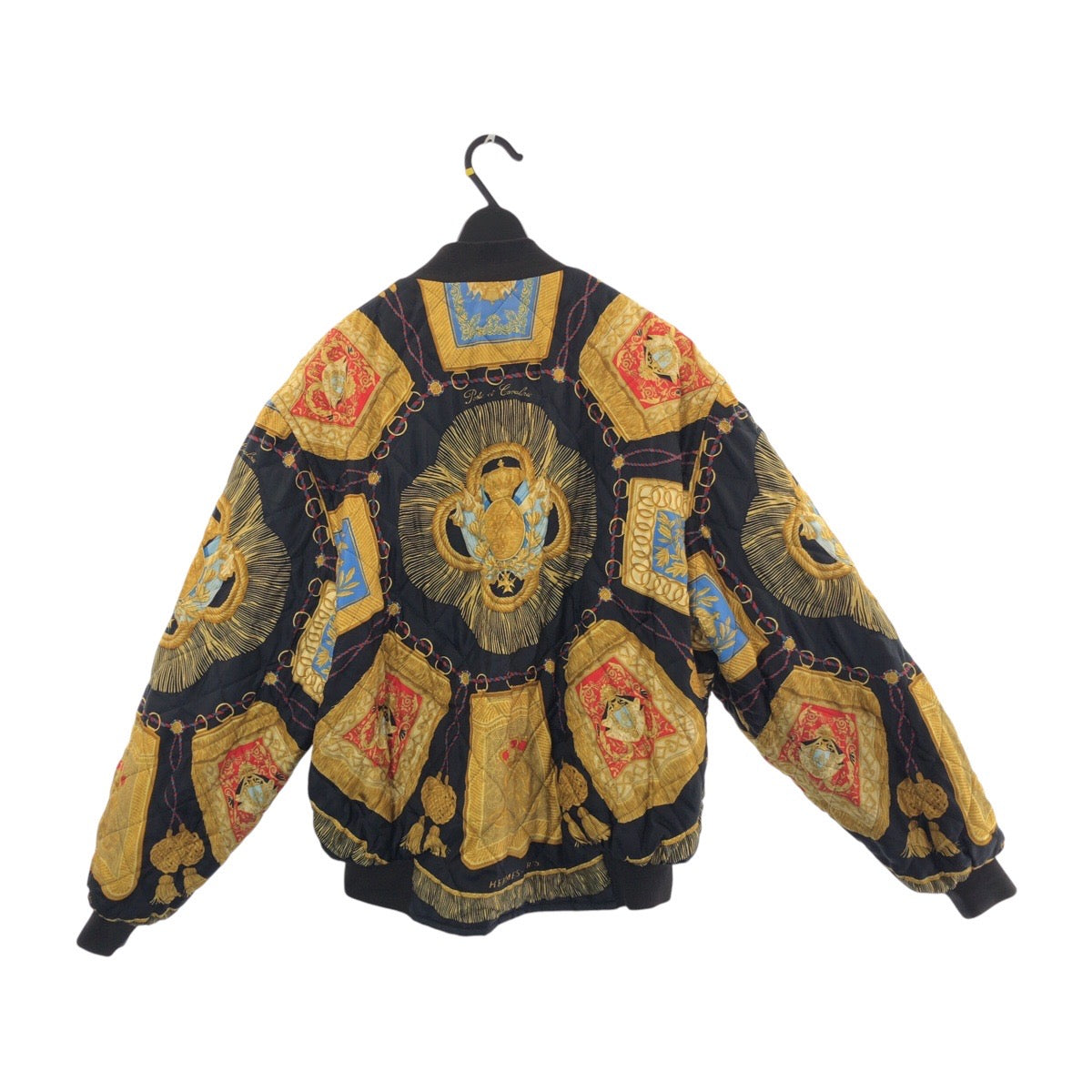 HERMES エルメス Poste et Cavalerie サイズ50 ネイビー マルチカラー シルク / ポリエステル ブルゾン リバーシブル 総柄  メンズ