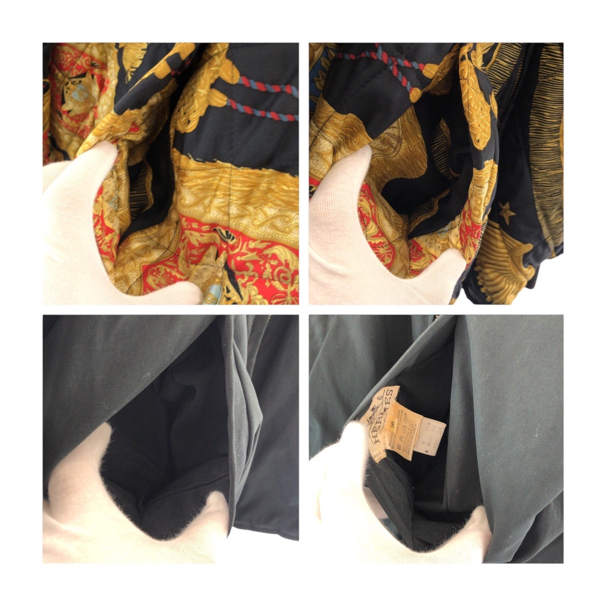 HERMES エルメス Poste et Cavalerie サイズ50 ネイビー マルチカラー シルク / ポリエステル ブルゾン リバーシブル 総柄  メンズ