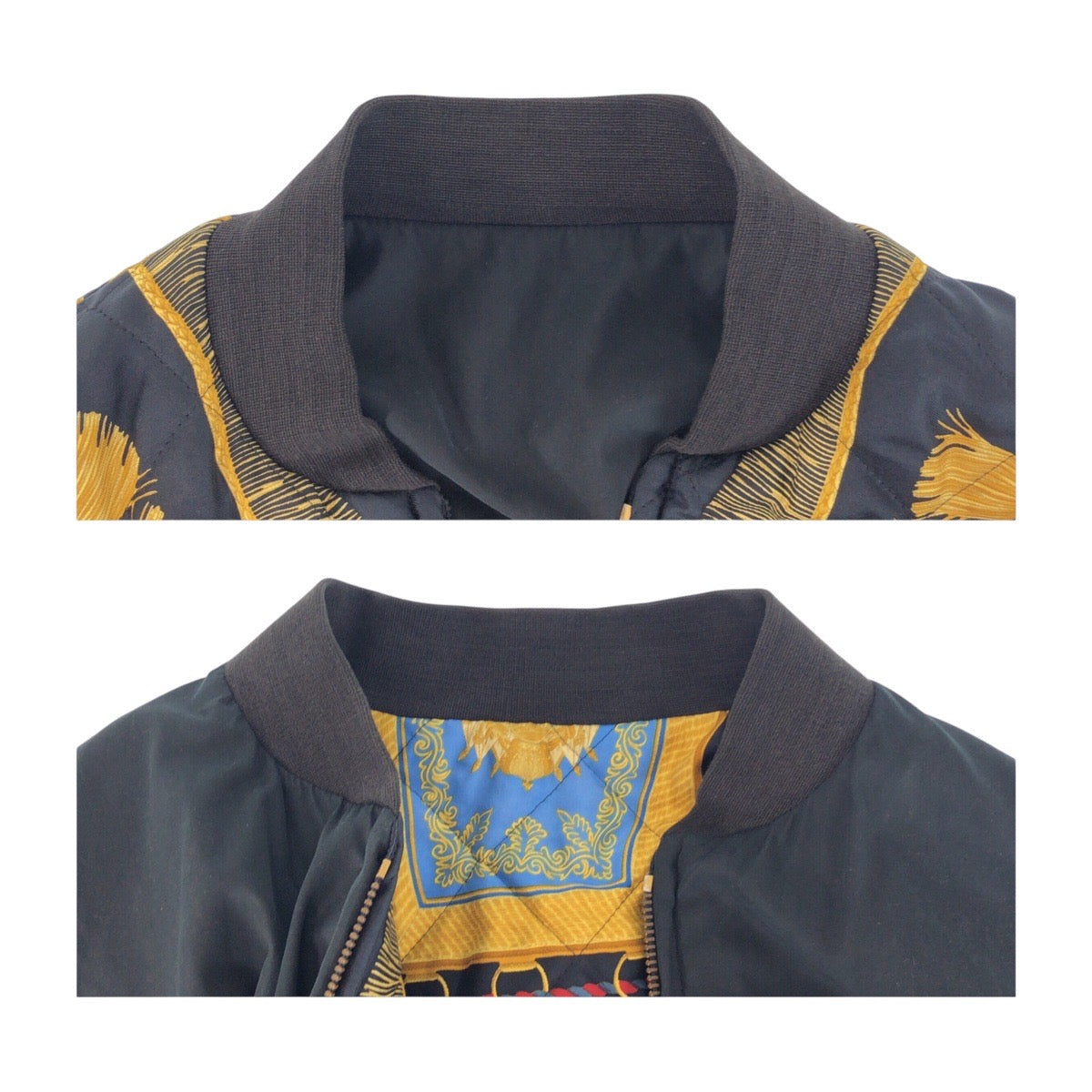 HERMES エルメス Poste et Cavalerie サイズ50 ネイビー マルチカラー シルク / ポリエステル ブルゾン リバーシブル 総柄  メンズ