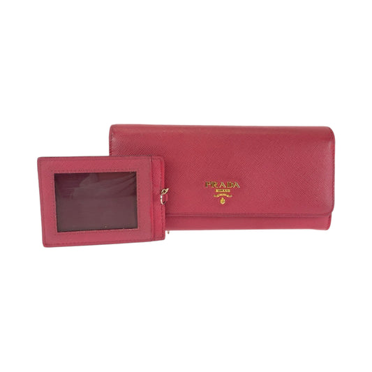 14484
PRADA プラダ サフィアーノ レッド ゴールド金具 レザー 1MH132 長財布 ロングウォレット  レディース
