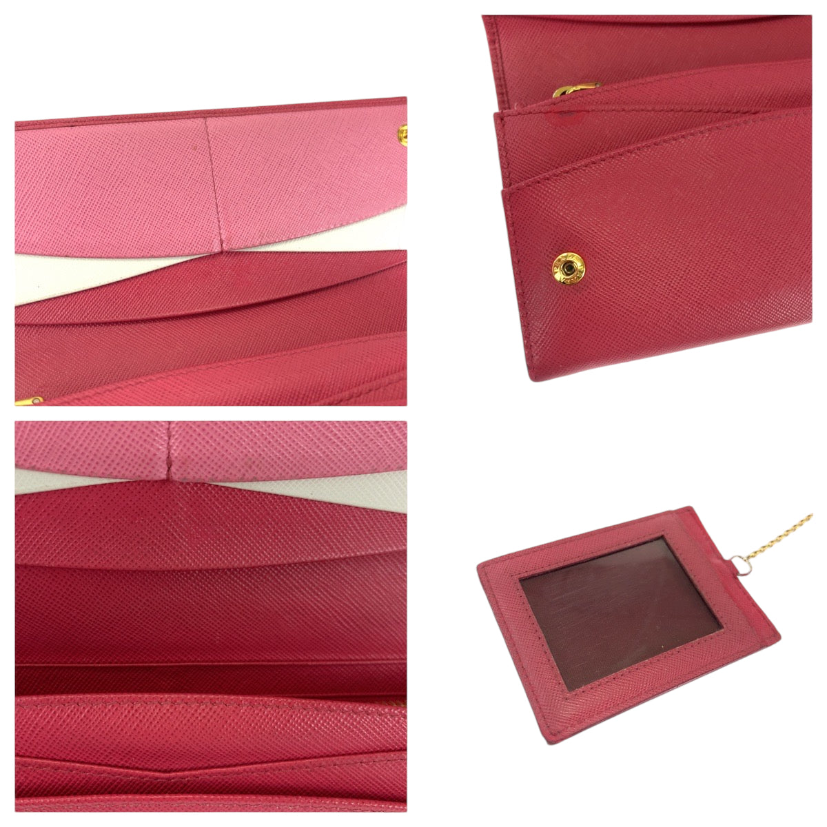 14484
PRADA プラダ サフィアーノ レッド ゴールド金具 レザー 1MH132 長財布 ロングウォレット  レディース