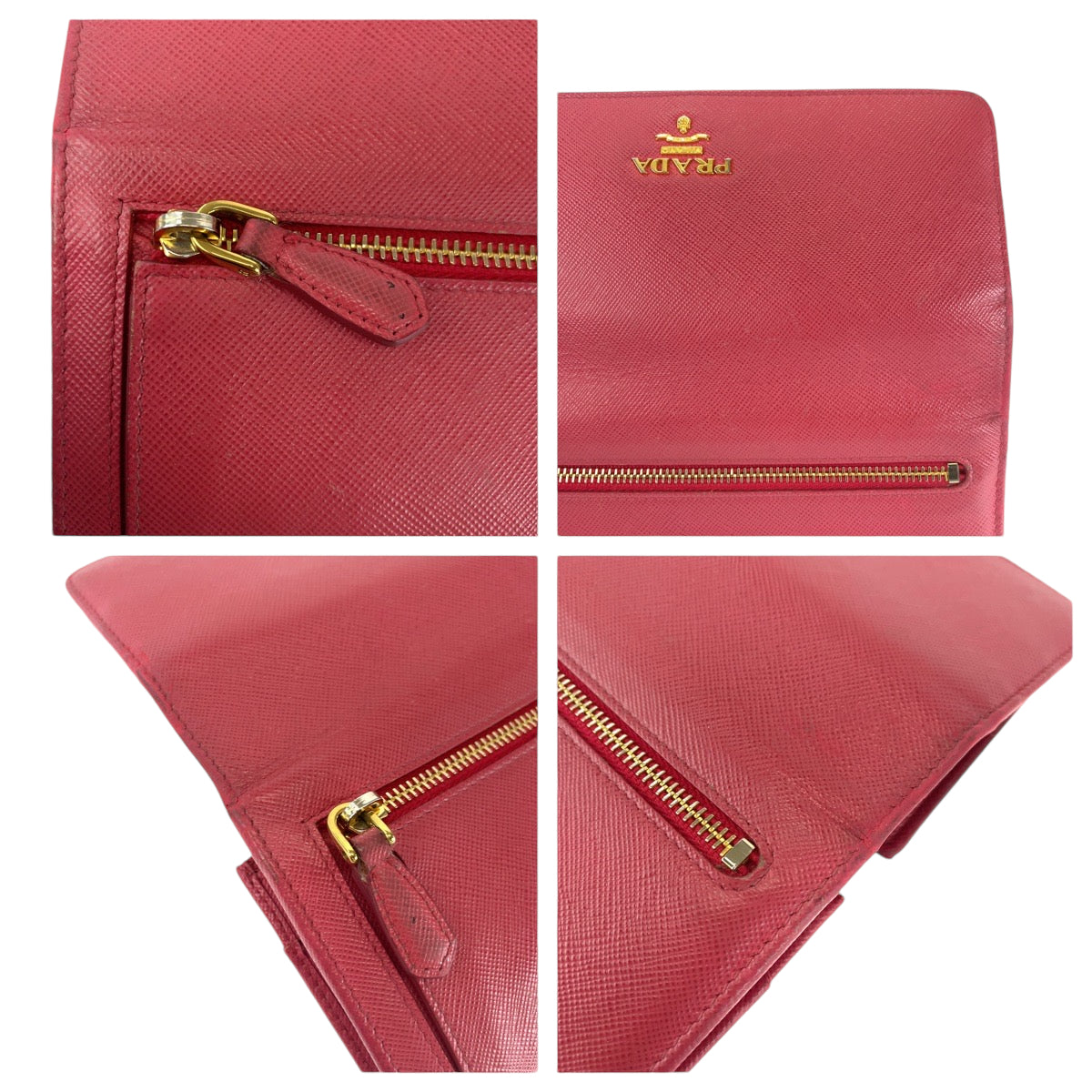 14484
PRADA プラダ サフィアーノ レッド ゴールド金具 レザー 1MH132 長財布 ロングウォレット  レディース