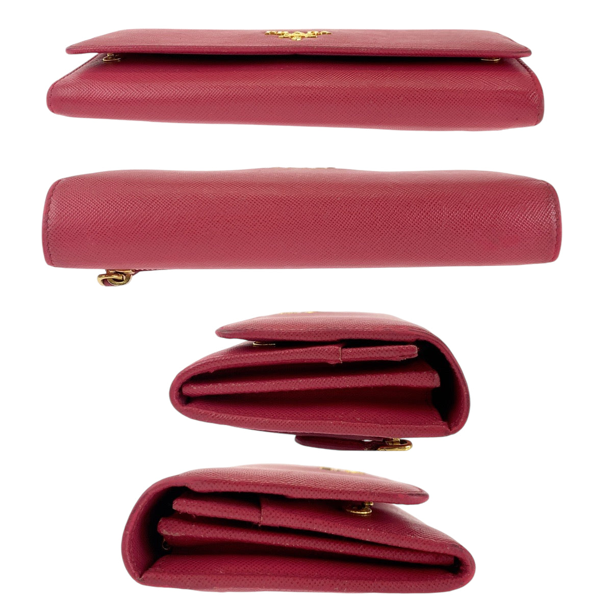 14484
PRADA プラダ サフィアーノ レッド ゴールド金具 レザー 1MH132 長財布 ロングウォレット  レディース