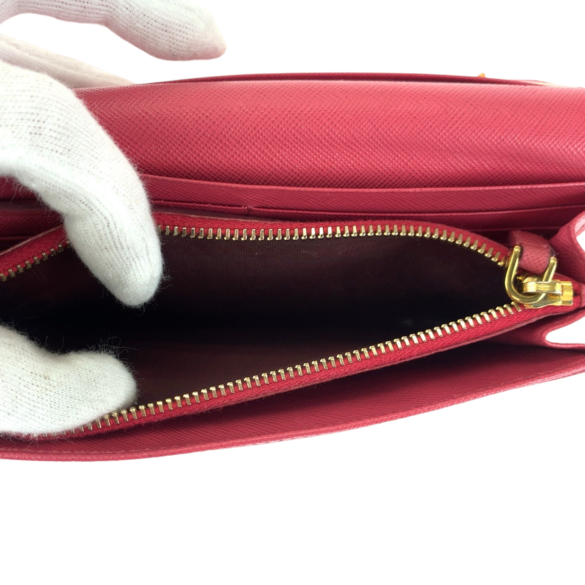 14484
PRADA プラダ サフィアーノ レッド ゴールド金具 レザー 1MH132 長財布 ロングウォレット  レディース