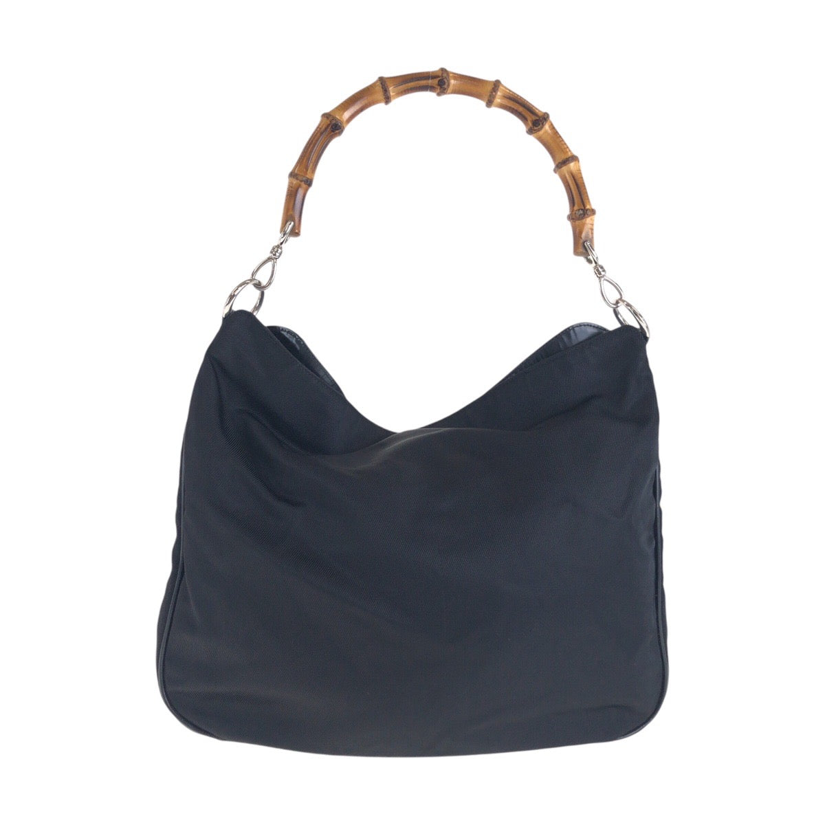 13985
GUCCI グッチ バンブー ブラック 黒 シルバー金具 ナイロン / バンブー 001 2058 1577 ショルダーバッグ  レディース