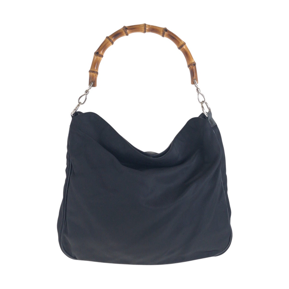 13985
GUCCI グッチ バンブー ブラック 黒 シルバー金具 ナイロン / バンブー 001 2058 1577 ショルダーバッグ  レディース
