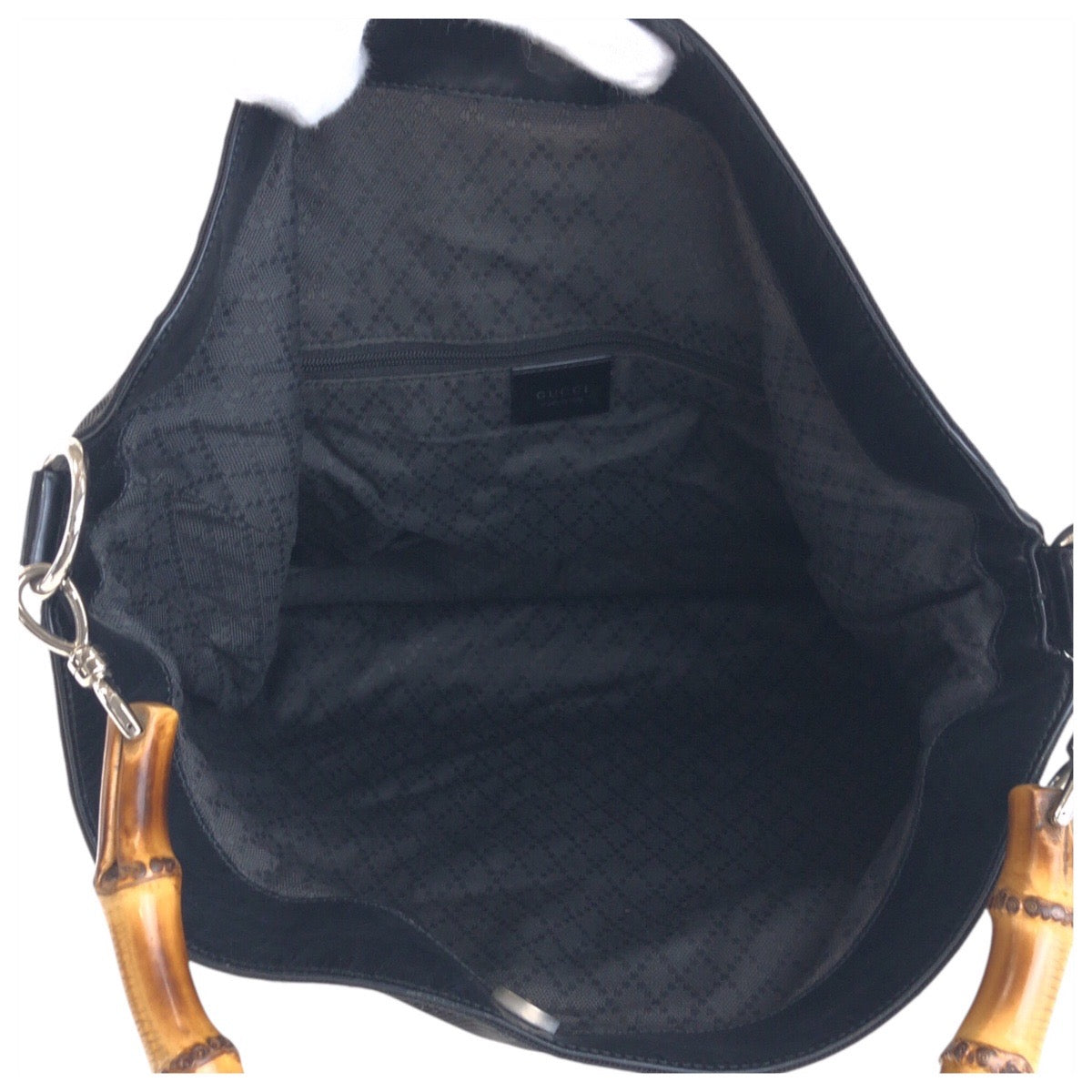 13985
GUCCI グッチ バンブー ブラック 黒 シルバー金具 ナイロン / バンブー 001 2058 1577 ショルダーバッグ  レディース