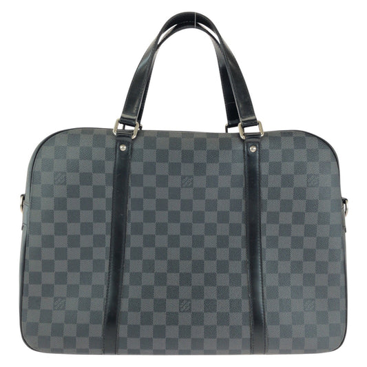 14487
LOUIS VUITTON ルイヴィトン ダミエ グラフィット ヨーン ブラック 黒 シルバー金具 PVC N48118 ビジネスバッグ ブリーフケース メンズ AB64