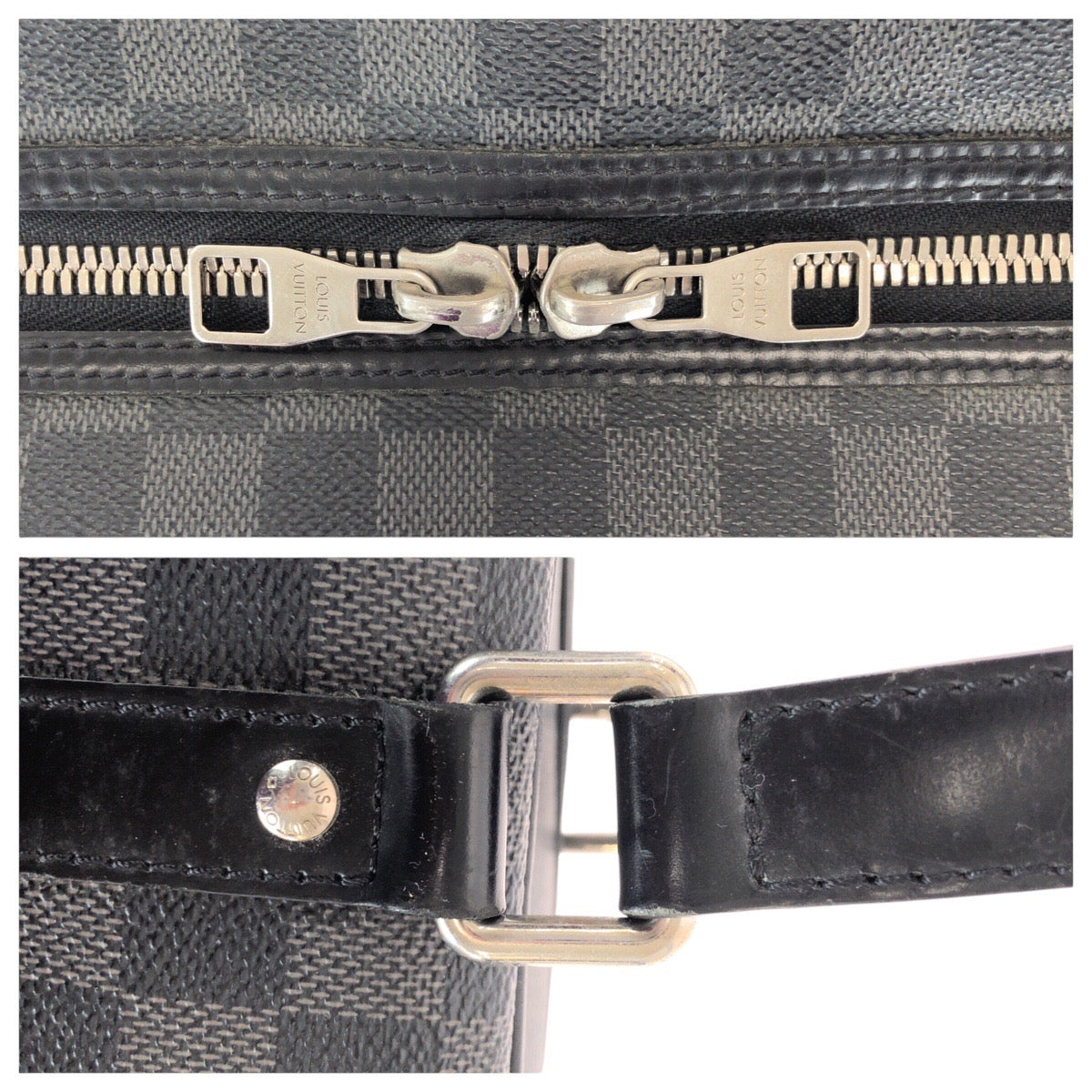 14487
LOUIS VUITTON ルイヴィトン ダミエ グラフィット ヨーン ブラック 黒 シルバー金具 PVC N48118 ビジネスバッグ ブリーフケース メンズ AB64