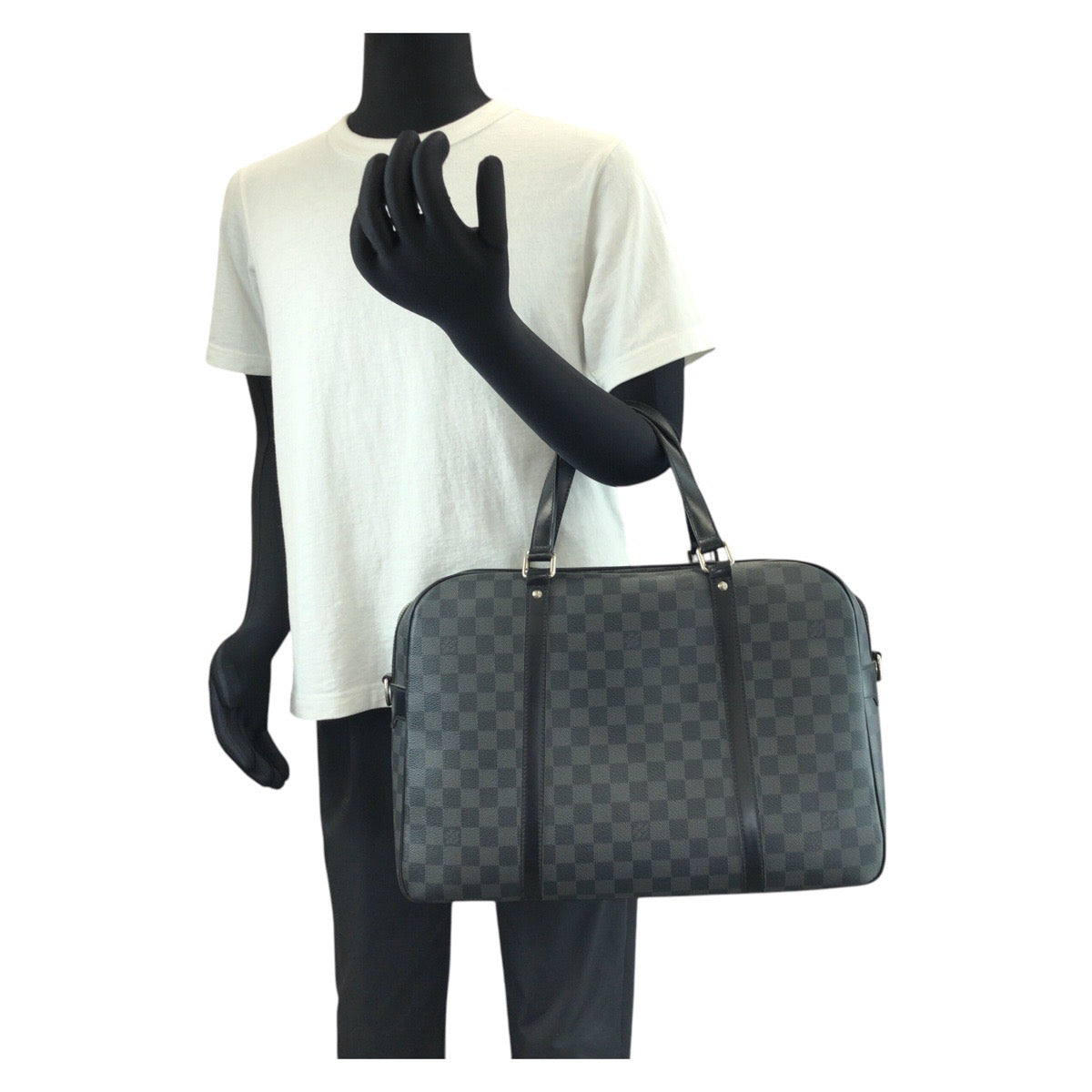 14487
LOUIS VUITTON ルイヴィトン ダミエ グラフィット ヨーン ブラック 黒 シルバー金具 PVC N48118 ビジネスバッグ ブリーフケース メンズ AB64