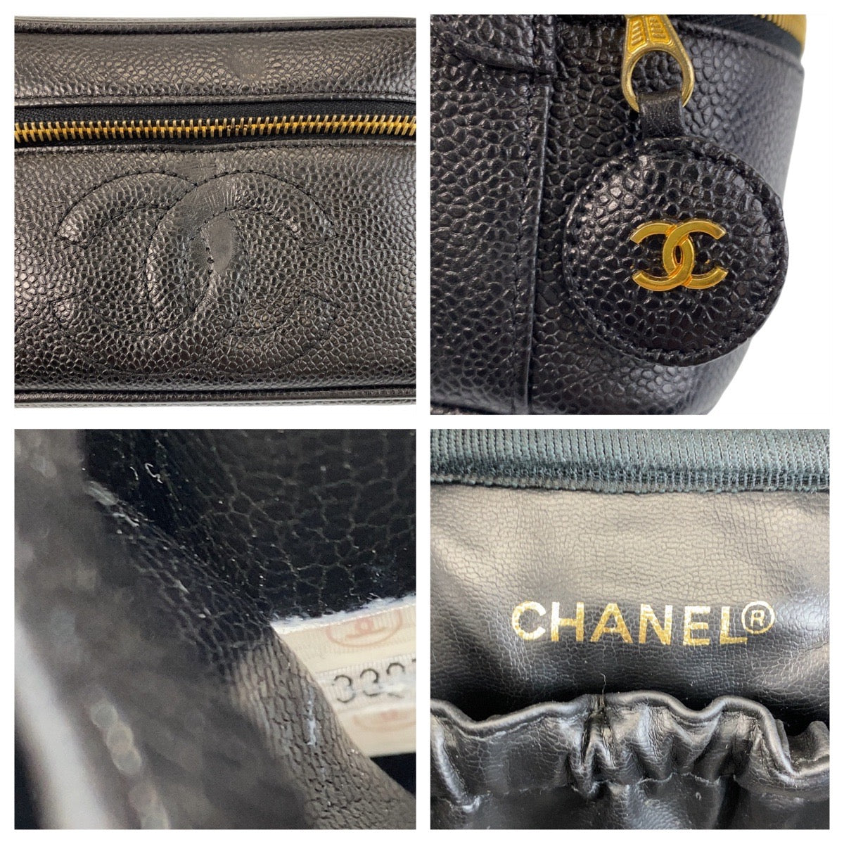 14488
CHANEL シャネル ココマーク ブラック 黒 ゴールド金具 キャビアスキン ハンドバッグ バニティバッグ  レディース