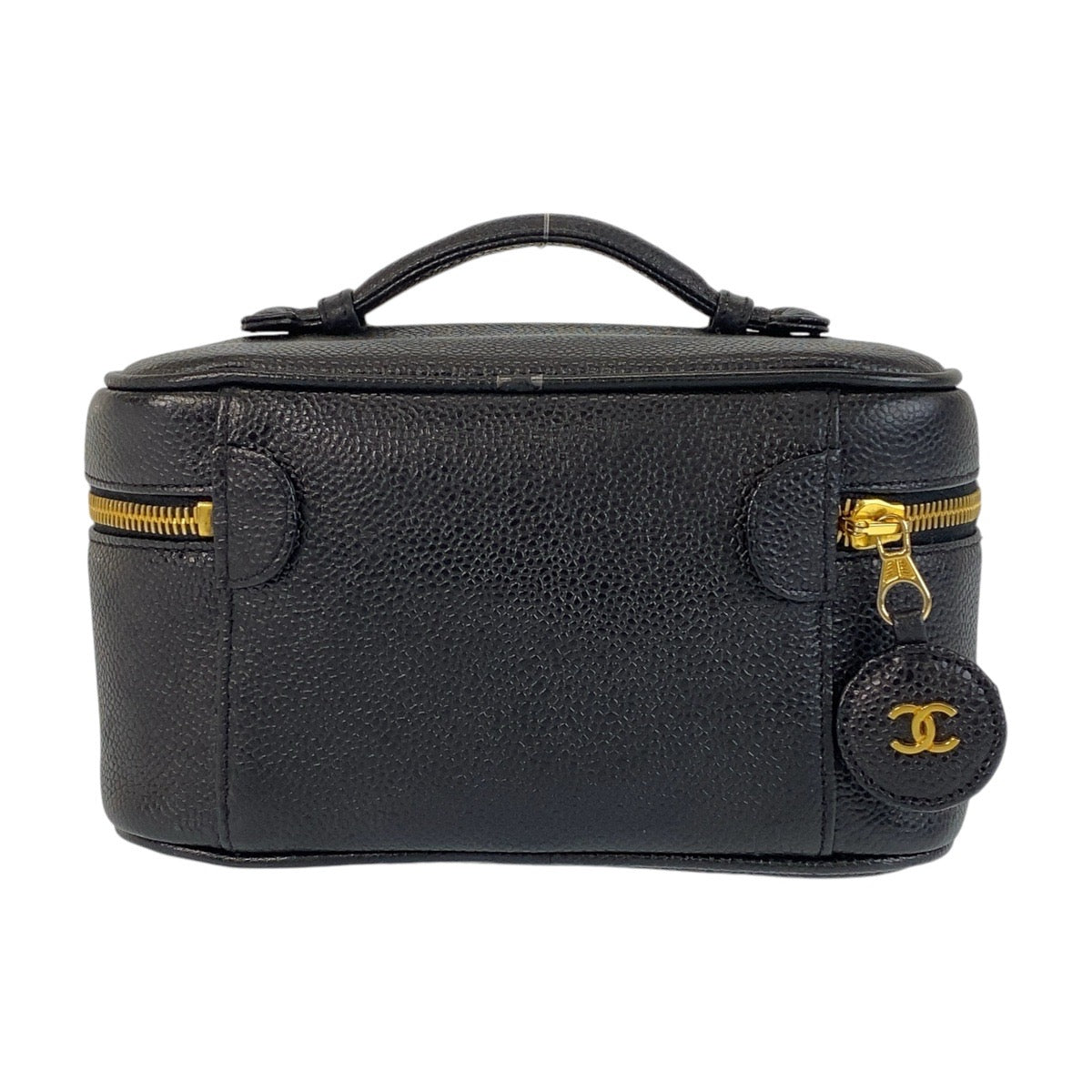 14488
CHANEL シャネル ココマーク ブラック 黒 ゴールド金具 キャビアスキン ハンドバッグ バニティバッグ  レディース