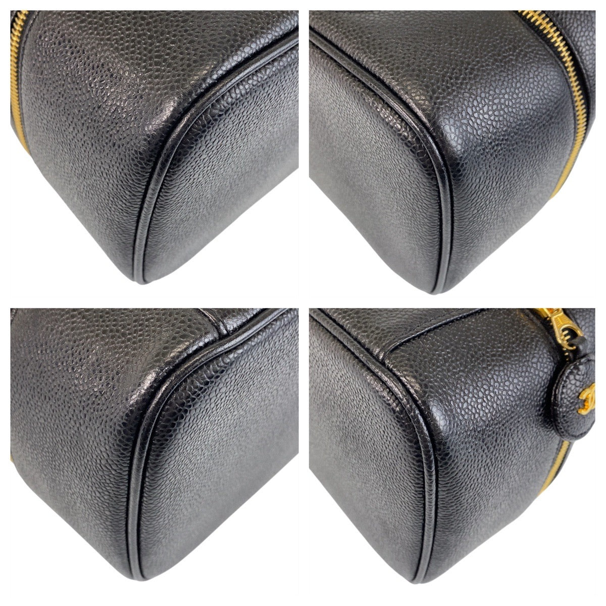 14488
CHANEL シャネル ココマーク ブラック 黒 ゴールド金具 キャビアスキン ハンドバッグ バニティバッグ  レディース