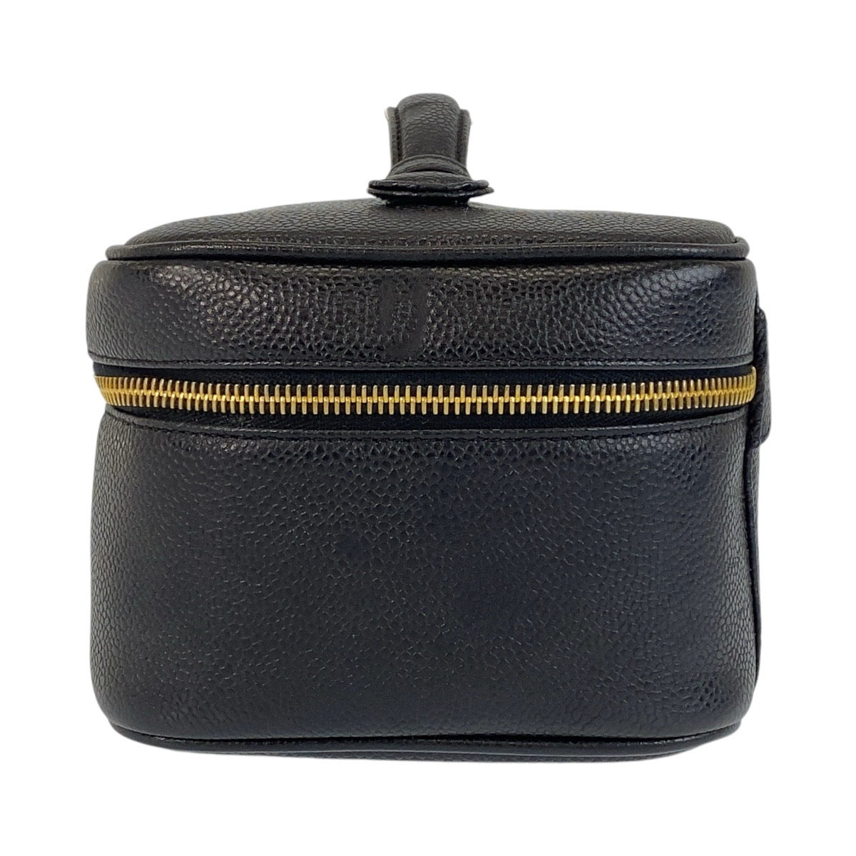 14488
CHANEL シャネル ココマーク ブラック 黒 ゴールド金具 キャビアスキン ハンドバッグ バニティバッグ  レディース