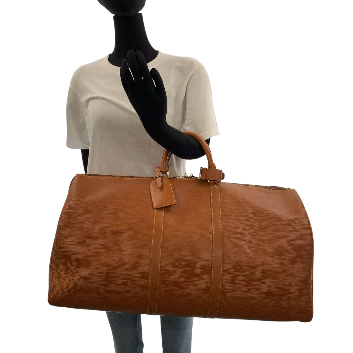 14489
LOUIS VUITTON ルイヴィトン エピ キーポル55 男女兼用 ブラウン ゴールド金具 エピレザー M42953 ボストンバッグ ハンドバッグ  メンズ