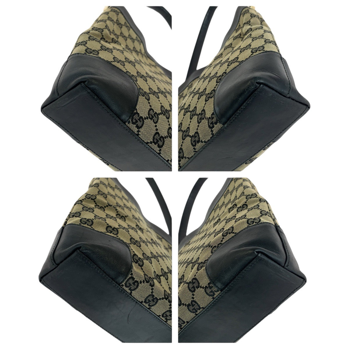 GUCCI グッチ ブラック 黒 ゴールド金具 GGキャンバス / レザー 001 4231 2123 ショルダーバッグ  レディース