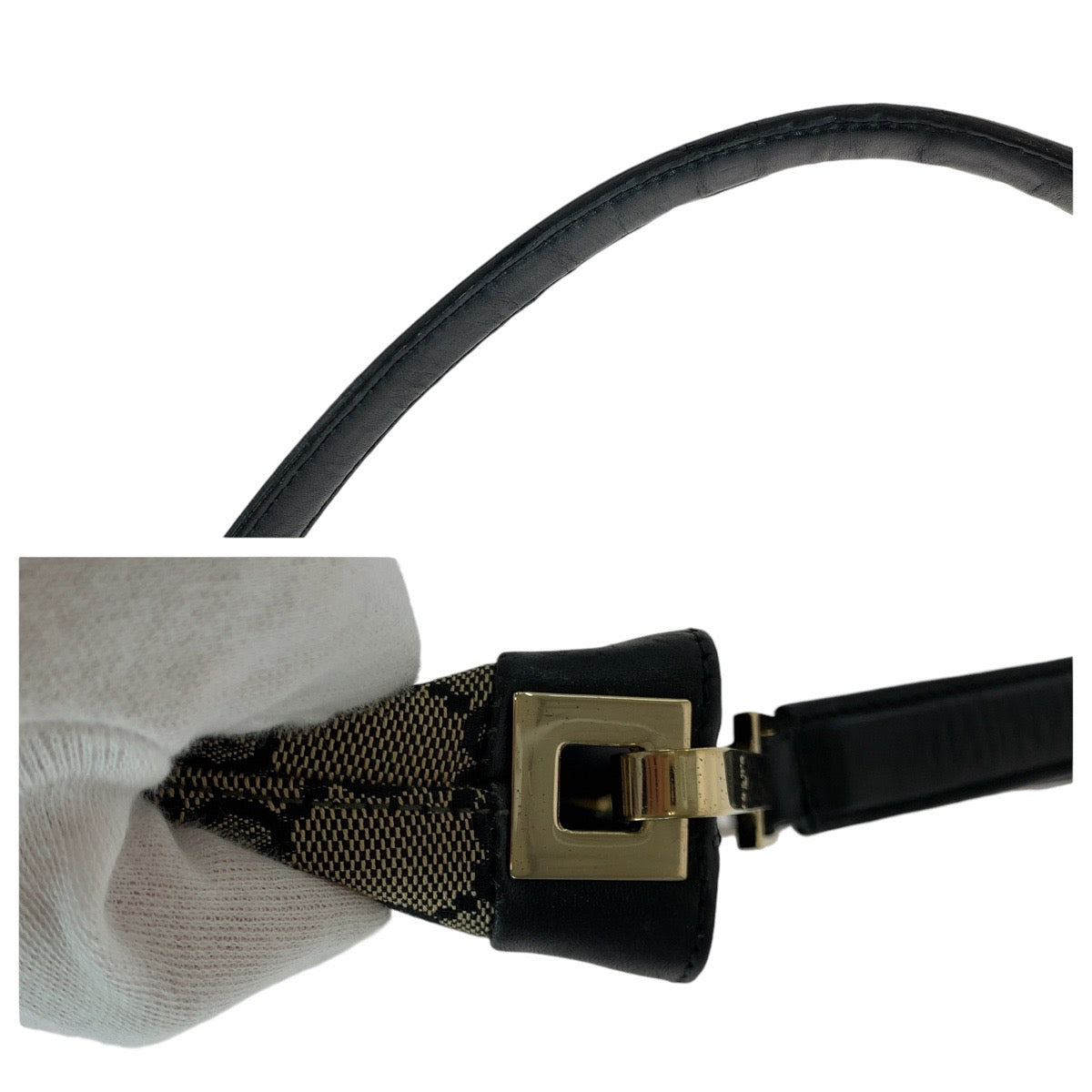 GUCCI グッチ ブラック 黒 ゴールド金具 GGキャンバス / レザー 001 4231 2123 ショルダーバッグ  レディース