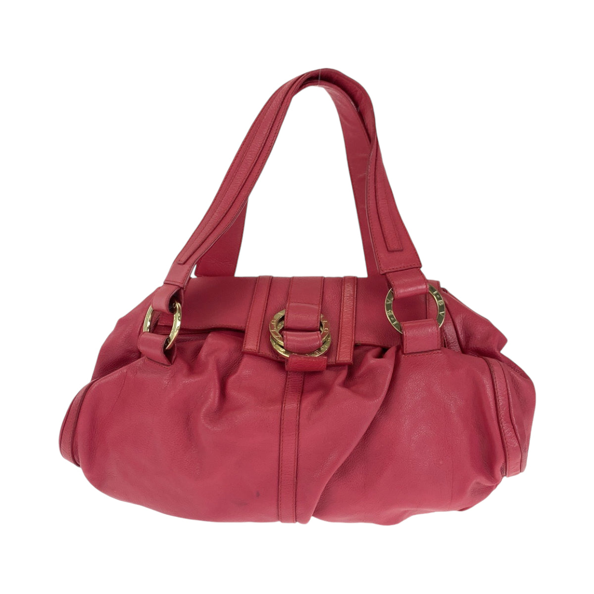 14494
BVLGARI ブルガリ シャキーラ ピンク ゴールド金具 レザー ハンドバッグ ショルダーバッグ  レディース