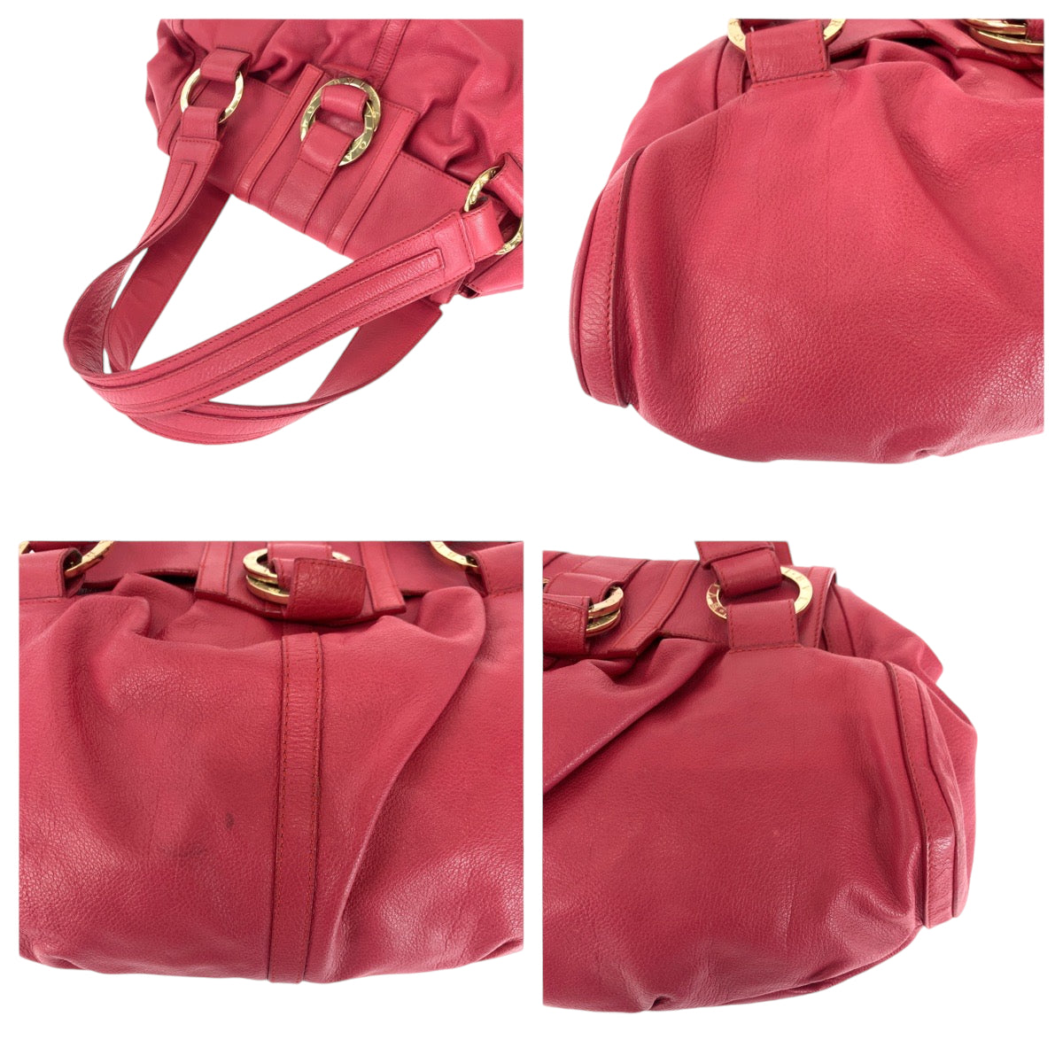 14494
BVLGARI ブルガリ シャキーラ ピンク ゴールド金具 レザー ハンドバッグ ショルダーバッグ  レディース