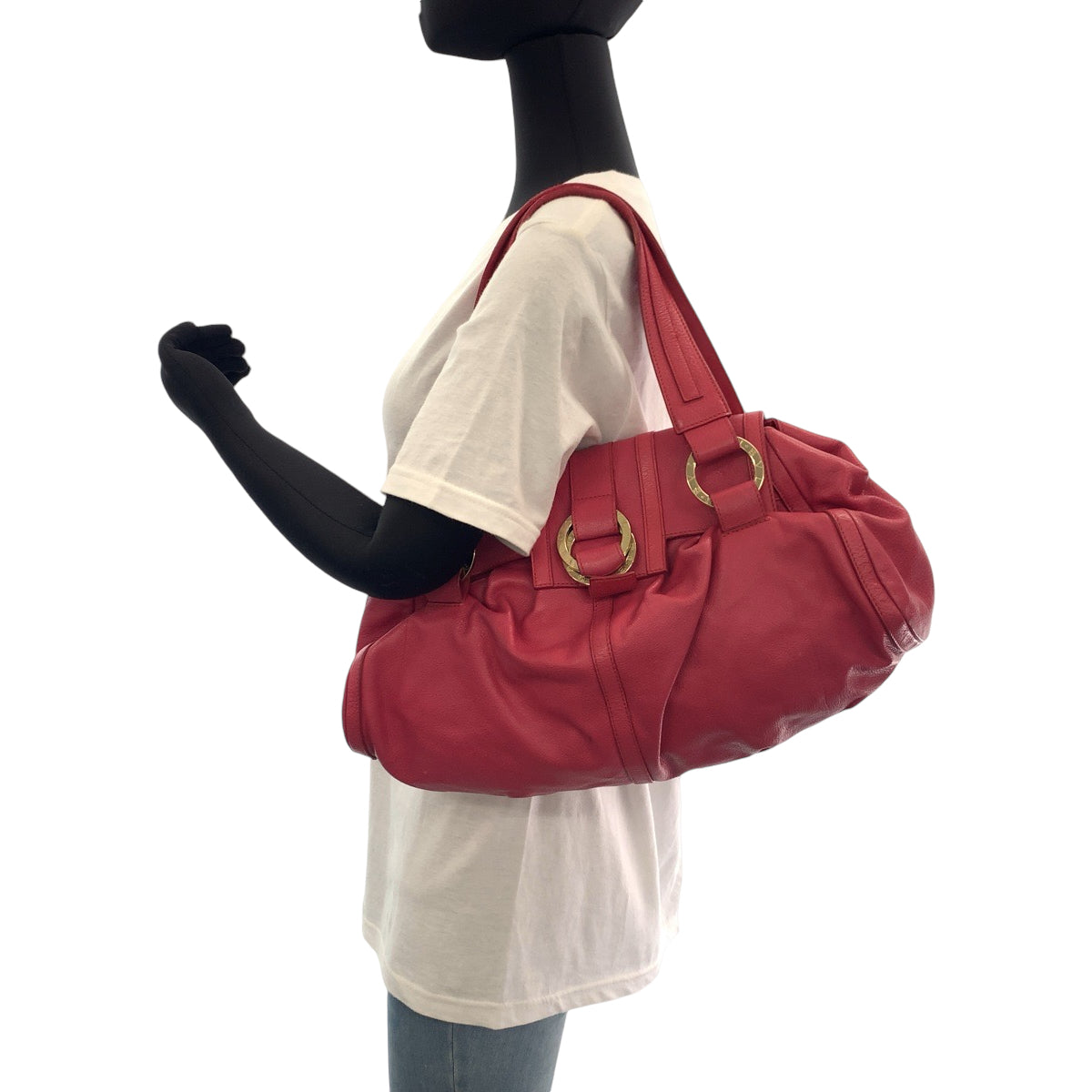 14494
BVLGARI ブルガリ シャキーラ ピンク ゴールド金具 レザー ハンドバッグ ショルダーバッグ  レディース