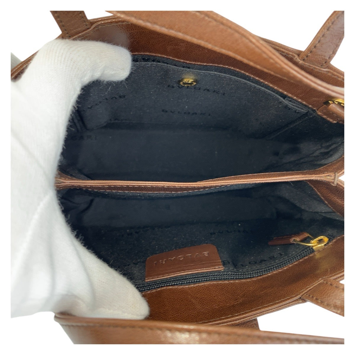 14496
BVLGARI ブルガリ ブラウン ゴールド金具 レザー ショルダーバッグ ハンドバッグ 2way  レディース