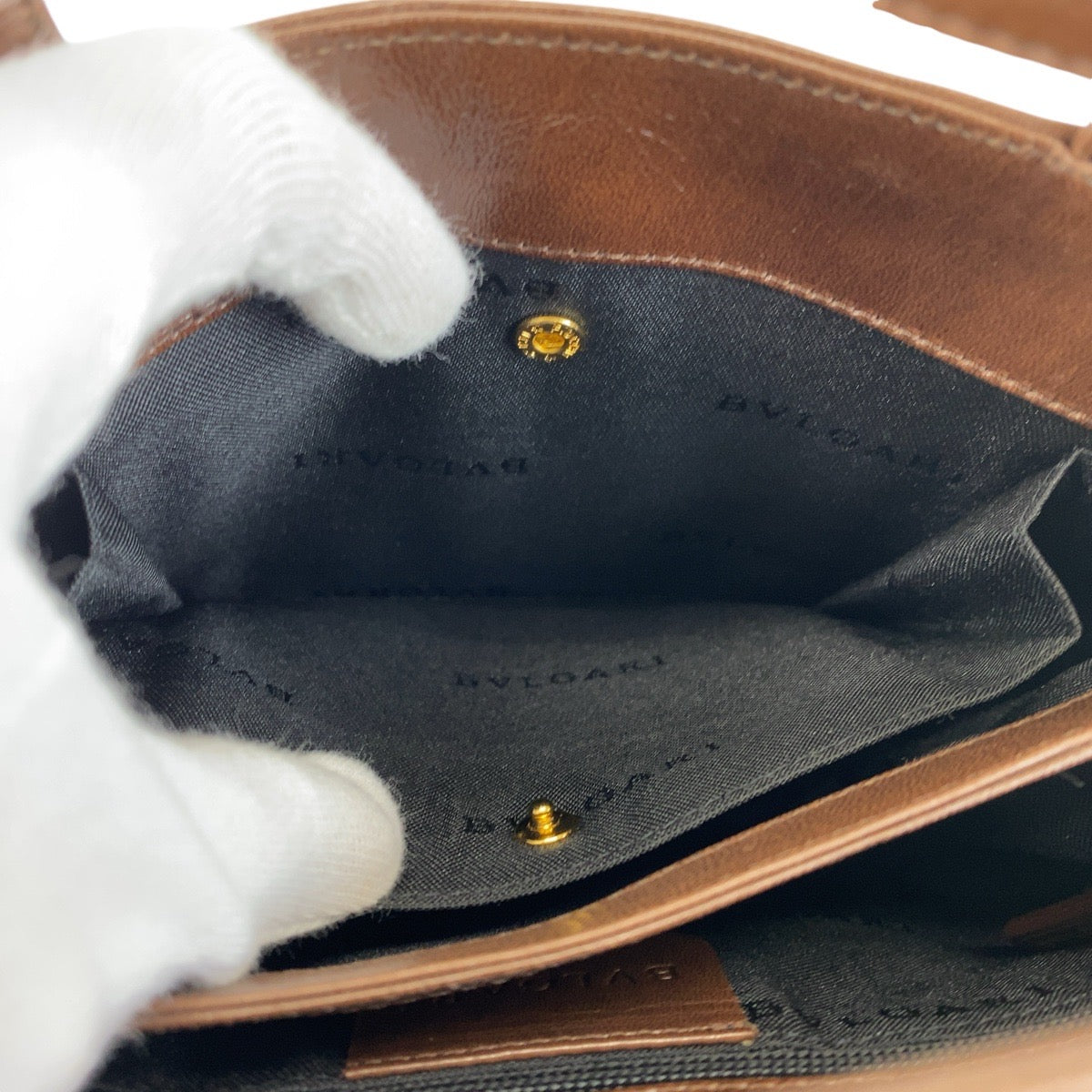 14496
BVLGARI ブルガリ ブラウン ゴールド金具 レザー ショルダーバッグ ハンドバッグ 2way  レディース