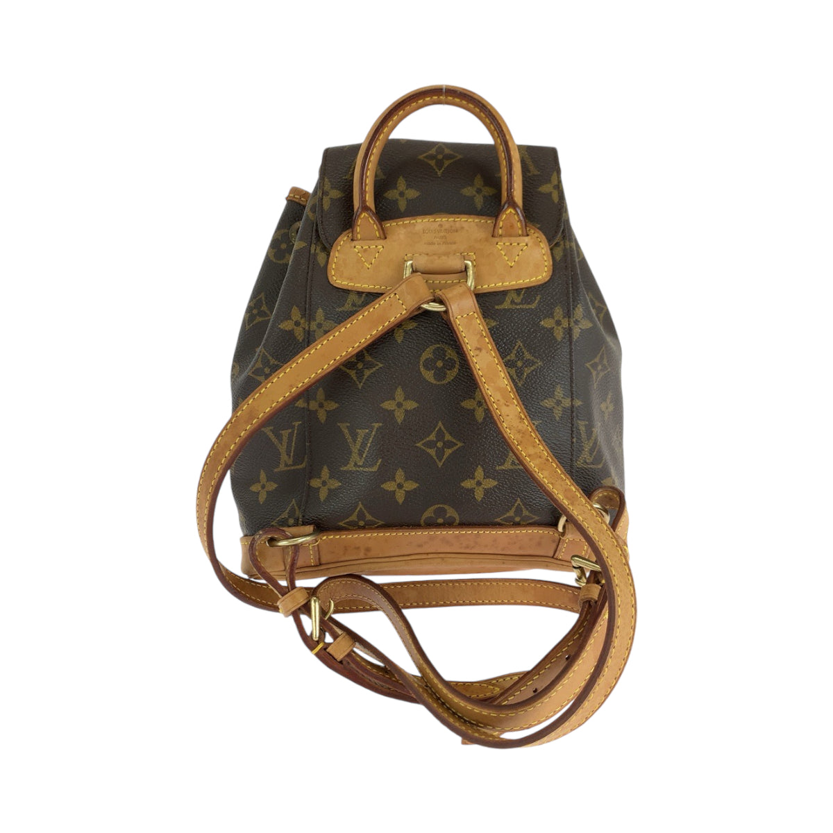13987
LOUIS VUITTON ルイヴィトン モノグラム ミニモンスリ ブラウン ゴールド金具 PVC M51137 リュックサック バックパック  レディース