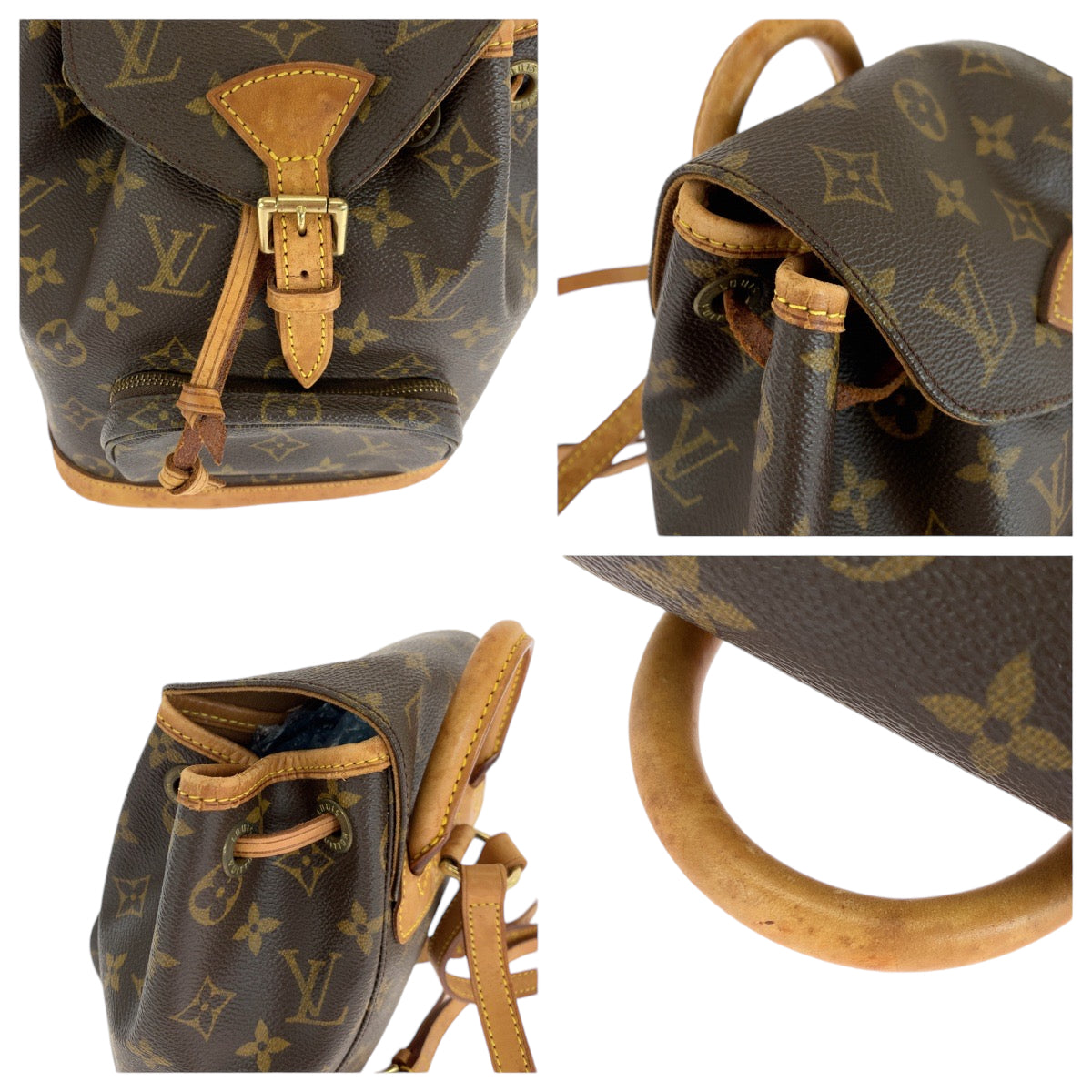 13987
LOUIS VUITTON ルイヴィトン モノグラム ミニモンスリ ブラウン ゴールド金具 PVC M51137 リュックサック バックパック  レディース
