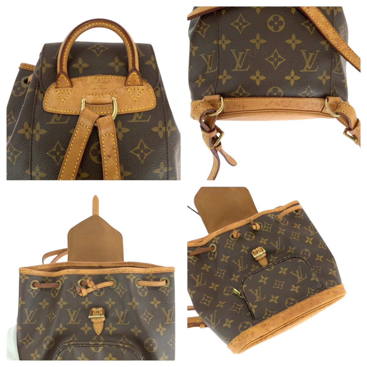 13987
LOUIS VUITTON ルイヴィトン モノグラム ミニモンスリ ブラウン ゴールド金具 PVC M51137 リュックサック バックパック  レディース