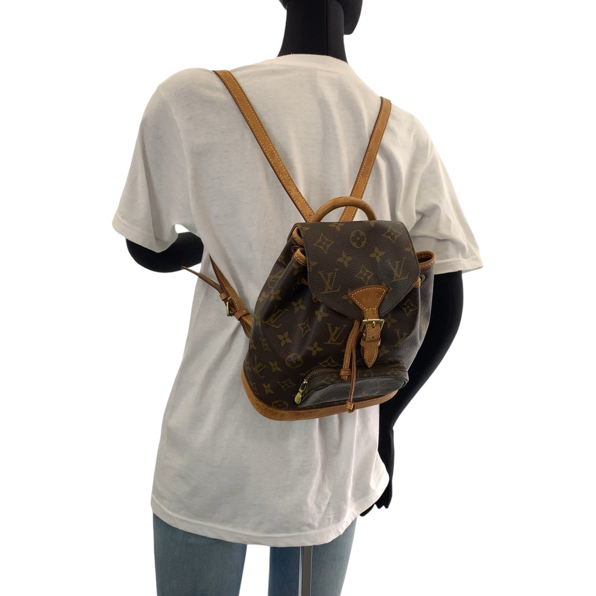 13987
LOUIS VUITTON ルイヴィトン モノグラム ミニモンスリ ブラウン ゴールド金具 PVC M51137 リュックサック バックパック  レディース
