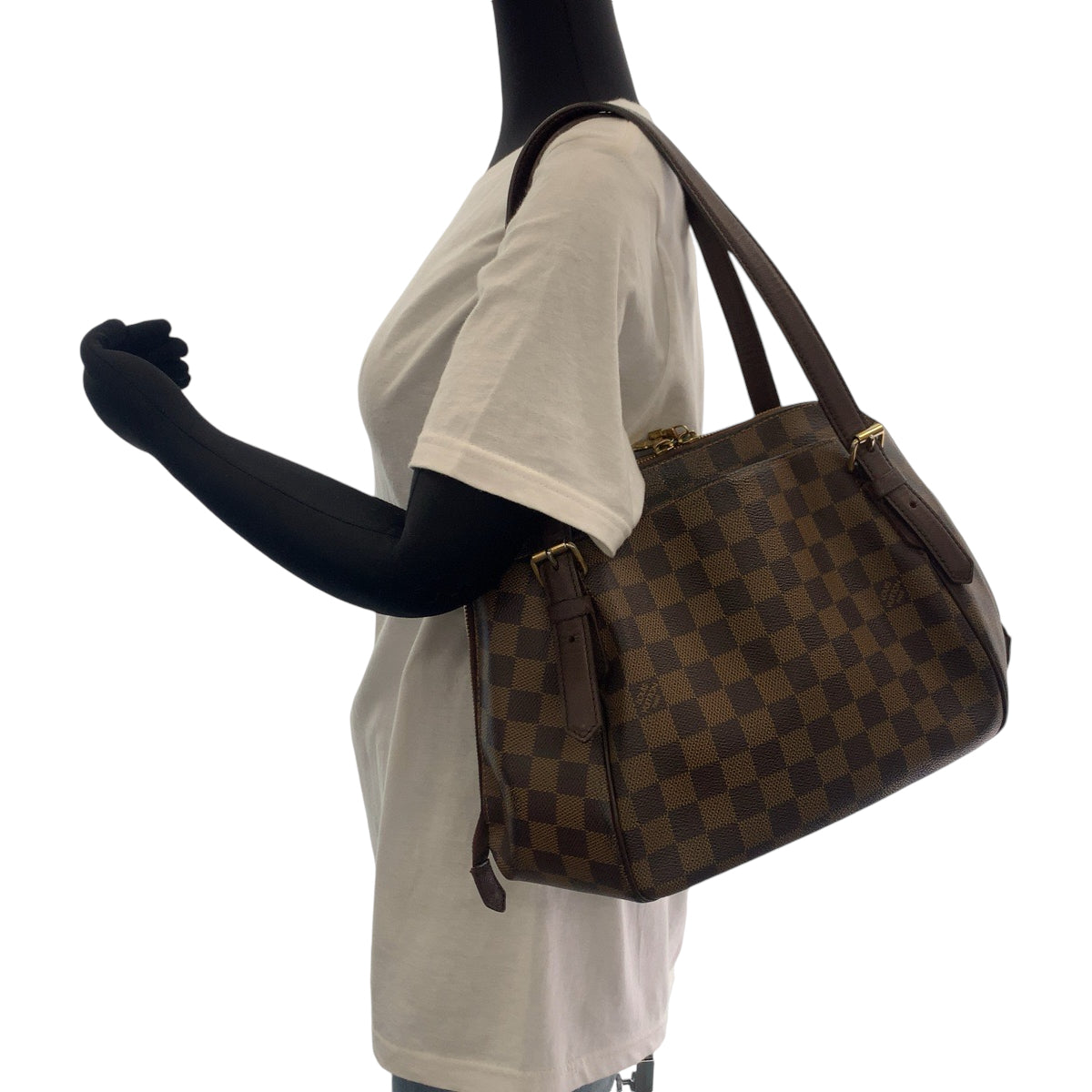 14501
LOUIS VUITTON ルイヴィトン ダミエ エベヌ べレムMM ブラウン ゴールド金具 PVC N51174 ハンドバッグ ショルダーバッグ  レディース