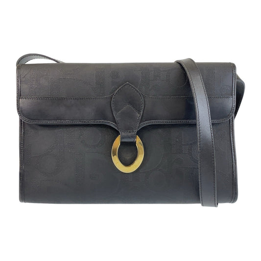 14503
Christian Dior クリスチャンディオール ヴィンテージ トロッター ブラック 黒 ゴールド金具 PVC 斜め掛け ショルダーバッグ メッセンジャーバッグ  レディース