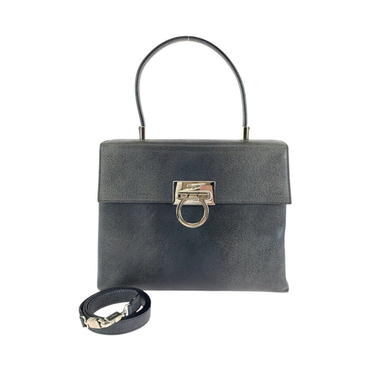 14504
Salvatore Ferragamo サルヴァトーレフェラガモ ガンチーニ グレー シルバー金具 レザー BA21 8849 ショルダーバッグ ハンドバッグ 2way  レディース