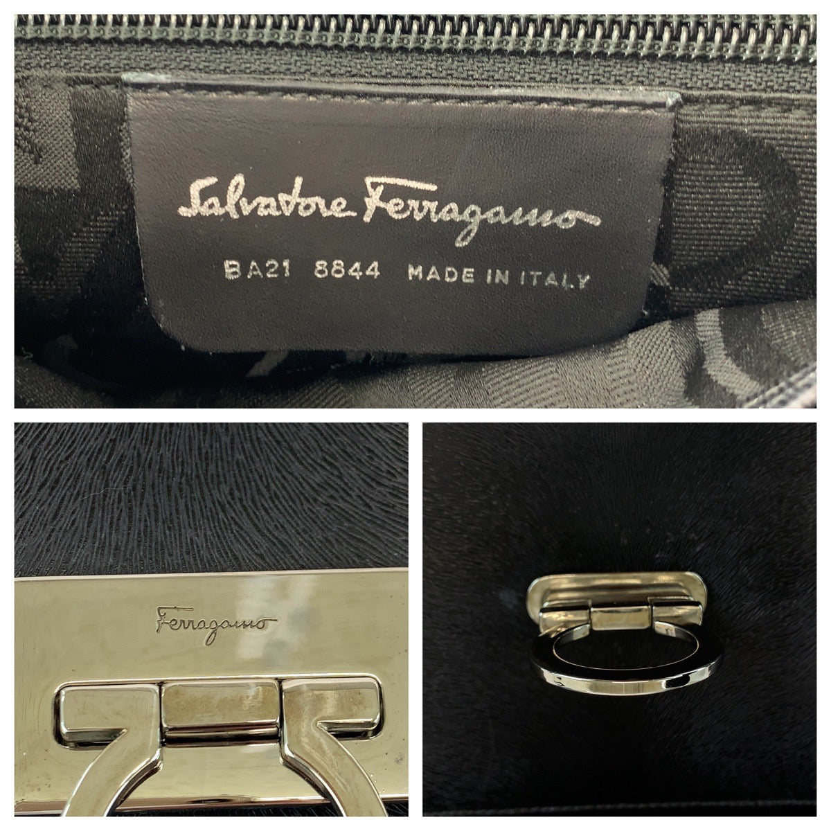 14504
Salvatore Ferragamo サルヴァトーレフェラガモ ガンチーニ グレー シルバー金具 レザー BA21 8849 ショルダーバッグ ハンドバッグ 2way  レディース