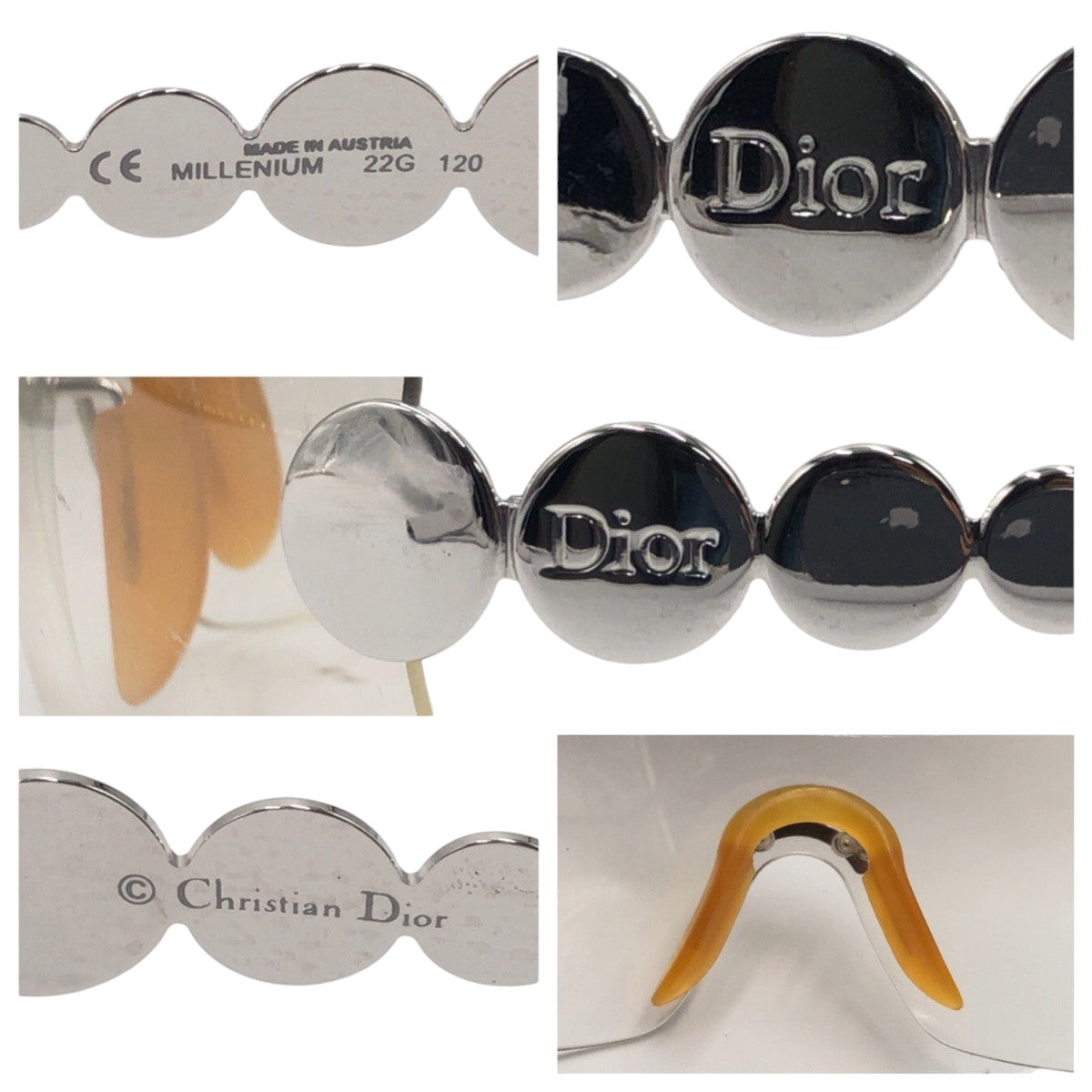 Dior ディオール シルバー クリア メタル 22G 120 サングラス スクエア  レディース