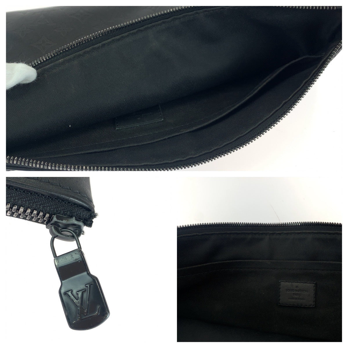 14506
LOUIS VUITTON ルイヴィトン モノグラム シャドウ ポシェット ディスカバリー ブラック 黒 レザー M62903 クラッチバッグ セカンドバッグ  メンズ