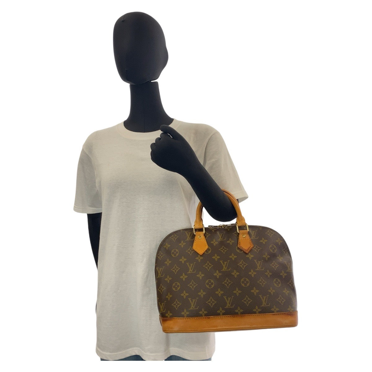 14508
LOUIS VUITTON ルイヴィトン モノグラム アルマ ブラウン ゴールド金具 PVC / レザー M51130 ハンドバッグ  レディース