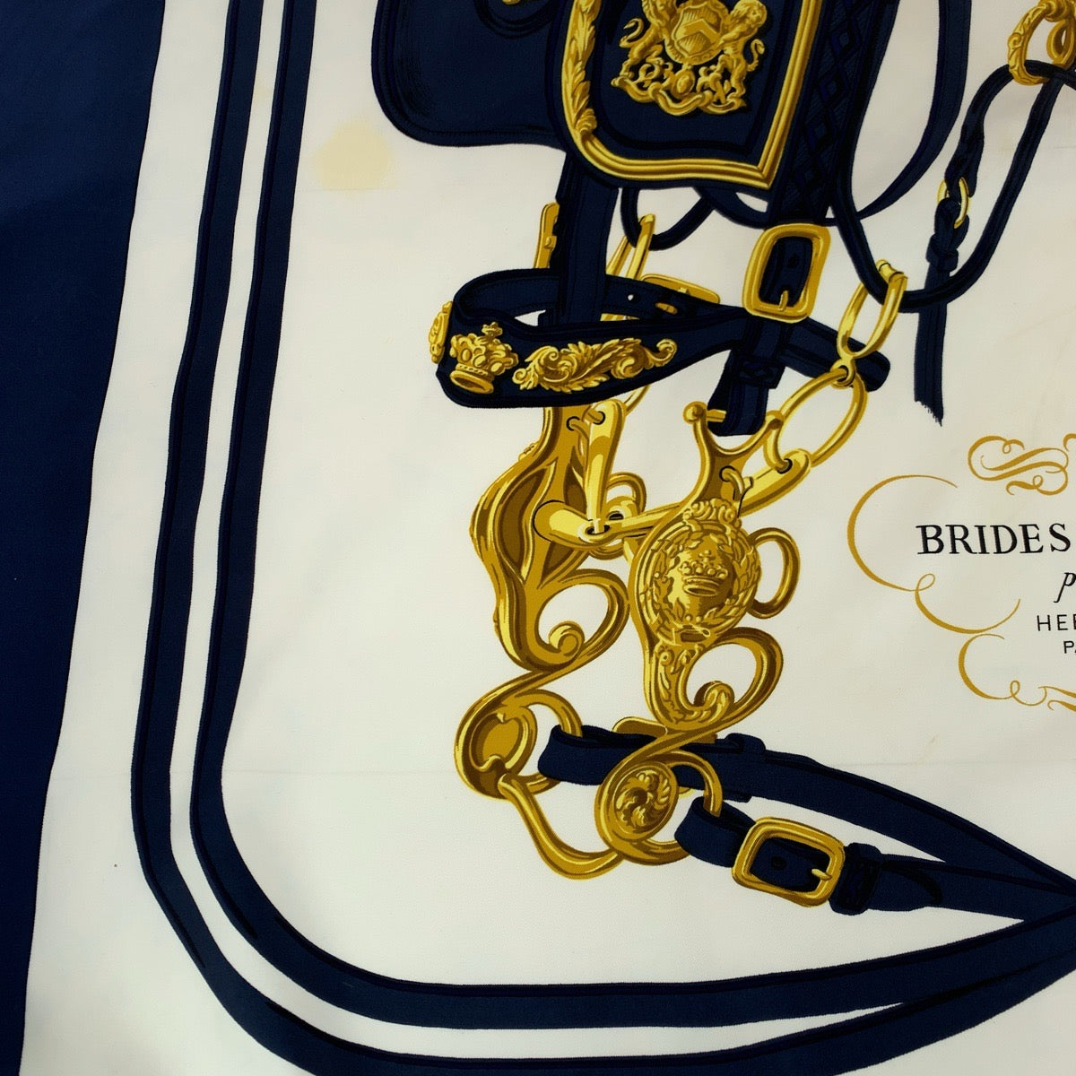 HERMES エルメス カレ90 BRIDES de GALA 式典用馬勒 ブルー マルチカラー シルク スカーフ 大判スカーフ  レディース